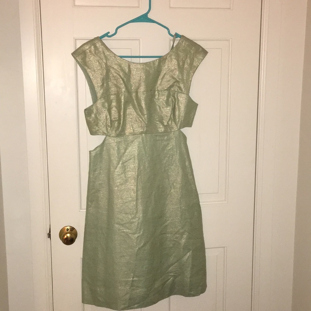 Anthropologie - Metallic Green Maeve dress